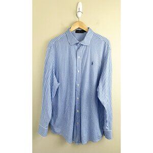 Ralph Lauren Men’s Button Up‎ Shirt Blue Gingham Pima Cotton Sz XL